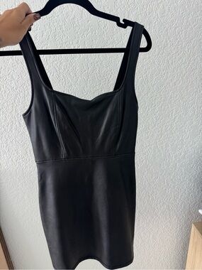 Shinestar Black Faux Leather Mini Tank Dress